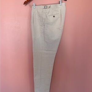 Suitsupply Men's Light Beige Dress Pleated Brentwood Pants - Tailored Fit